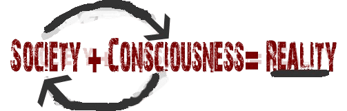 Logo depicting the equation "society + consciousness = reality"